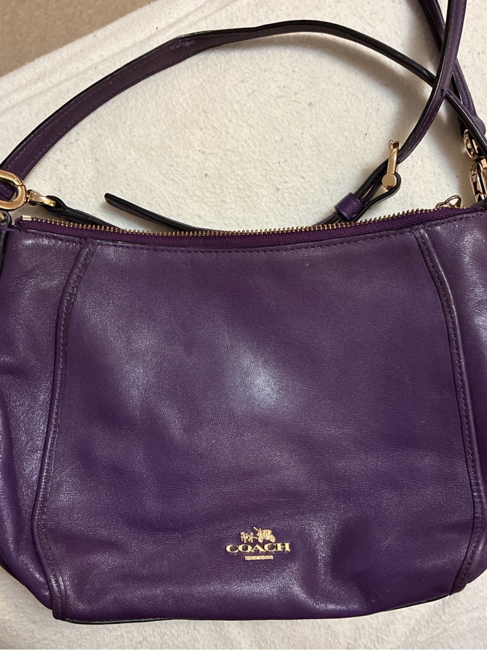 COACH Madison Top Handle Purple Leather Bag